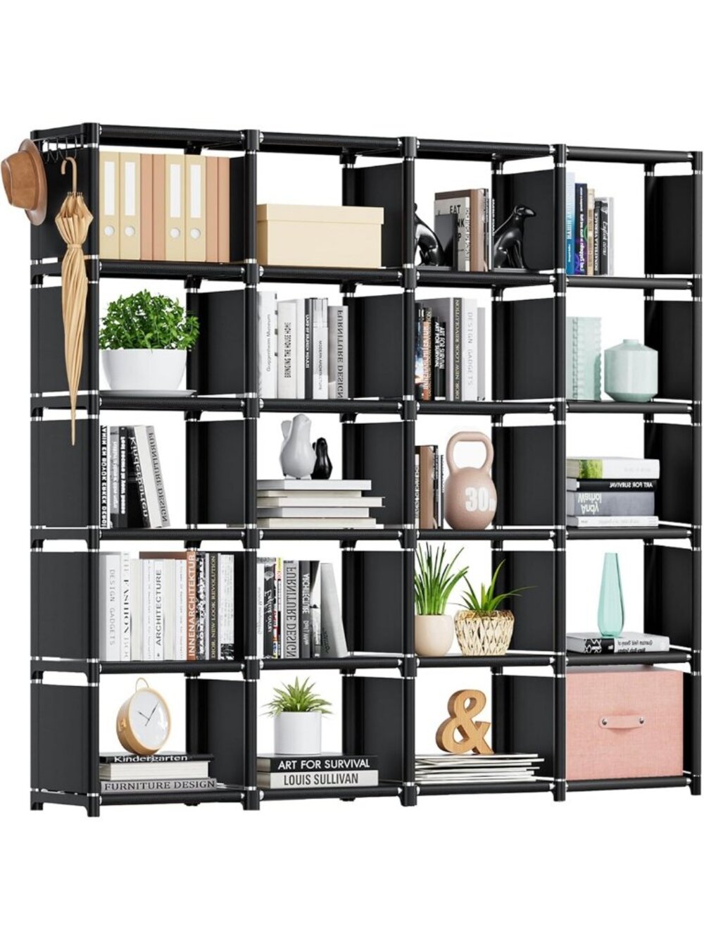 20 Cube Storage Organizer - Large DIY Metal Bookcase for Bedroom, Living Room